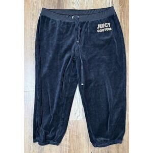 VTG Juicy Couture Crop Womens Large Velour Velvet y2k Glitter Tie Waist Snap